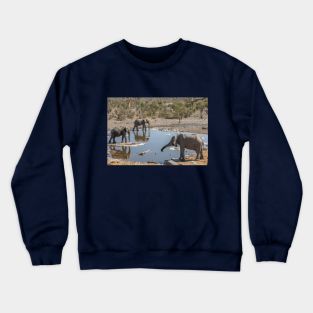 Namibia. Etosha National Park. Elephants at Waterhole. Crewneck Sweatshirt